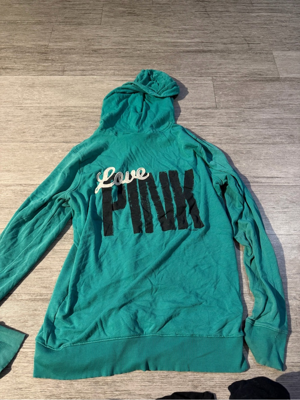 Y2k 2010 Victoria's Secret PINK teal turquoise zip-up hoodie